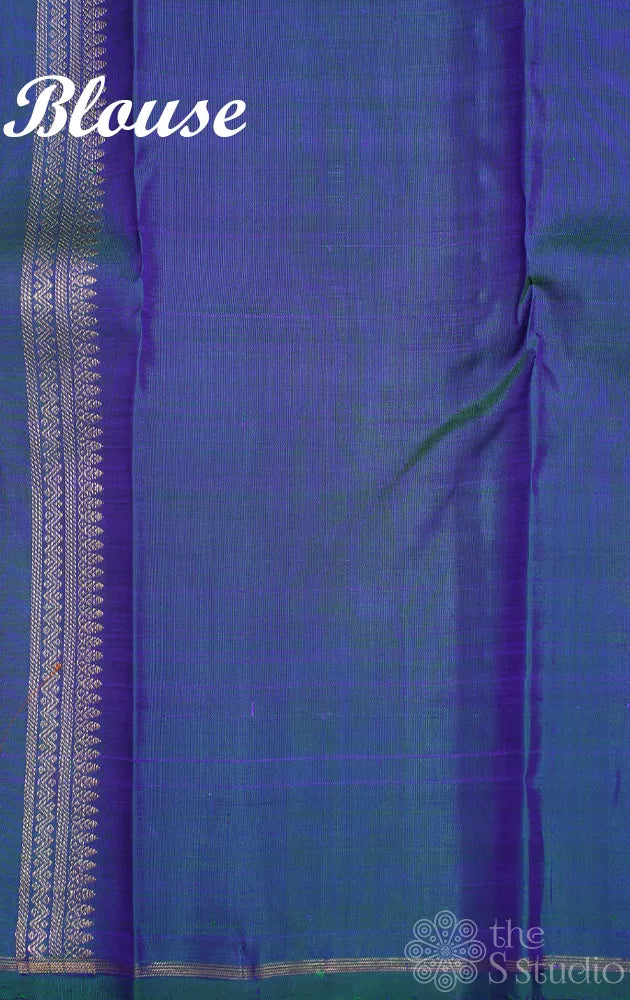 Peach kanjivaram silk saree without border
