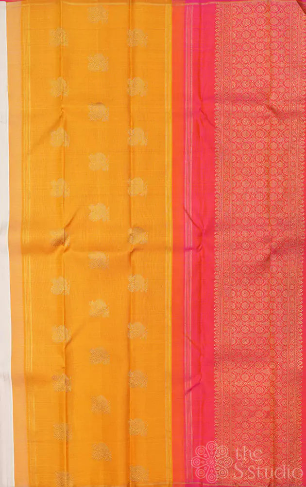 Off white kanchipuram silk saree with double pallu (Pre-order available)