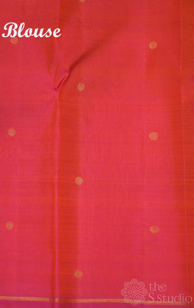 Off white kanchipuram silk saree with double pallu (Pre-order available)