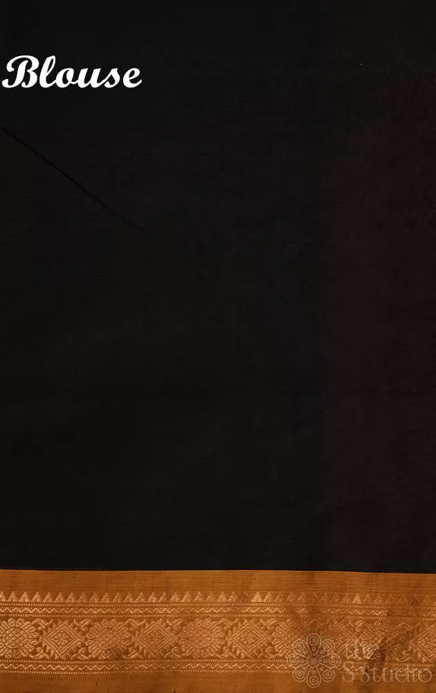 Black silk cotton saree with small border