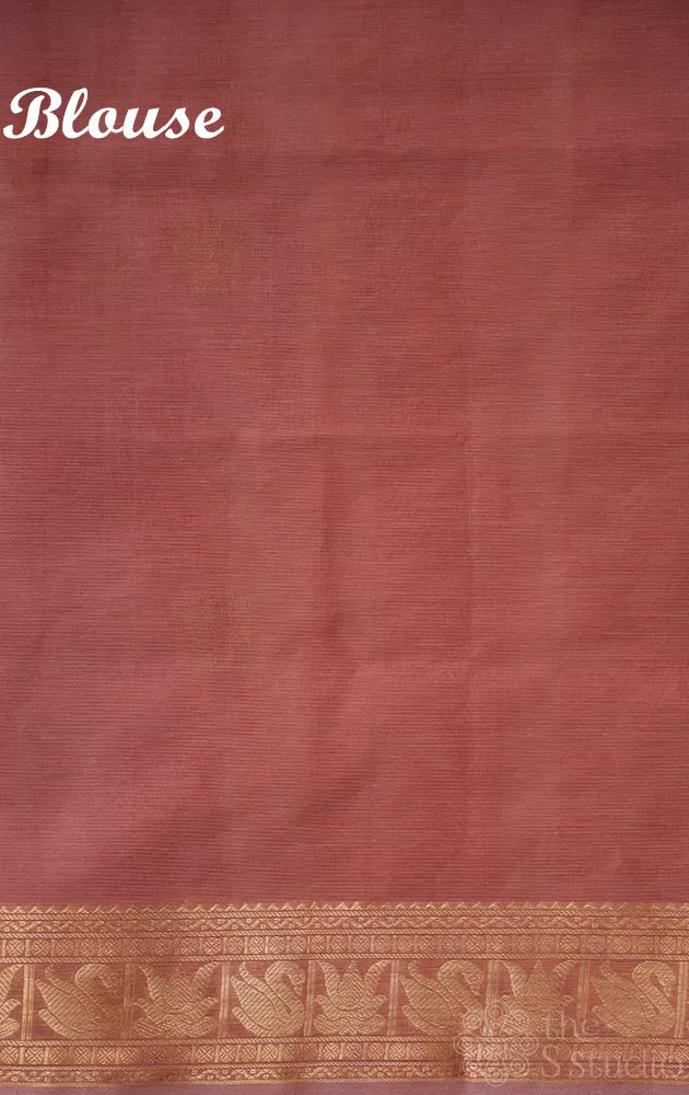 Onion pink handloom silk cotton saree with pichwai design motifs