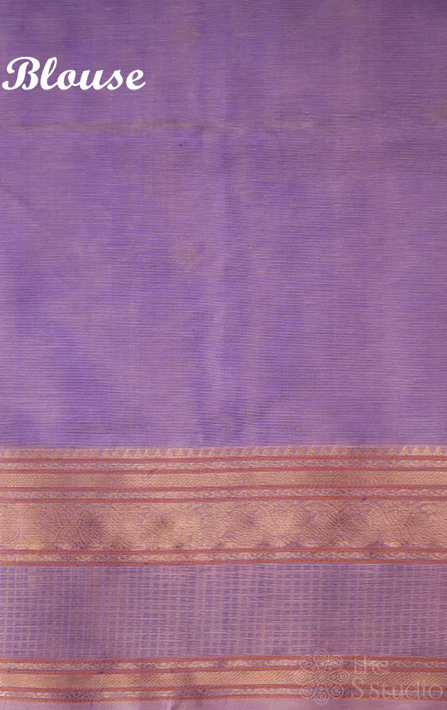 Lavender silk cotton saree with zari rich pallu