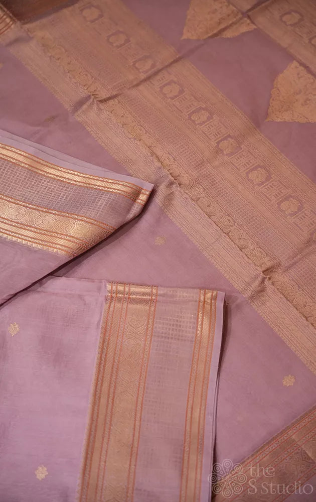 Onion pink silk cotton saree with rettaipet border