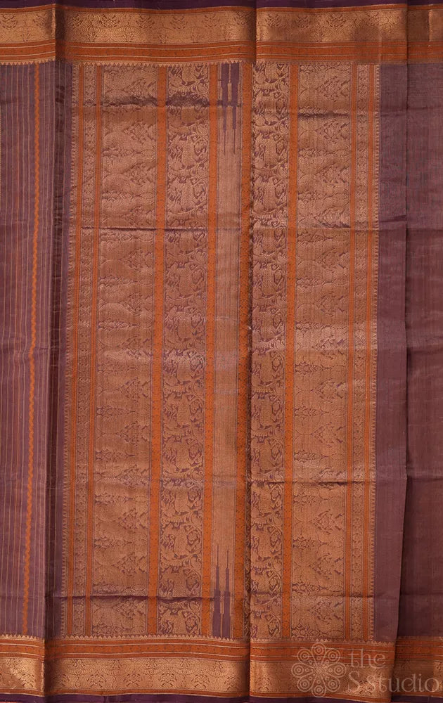 Light purple silk cotton saree with zari border