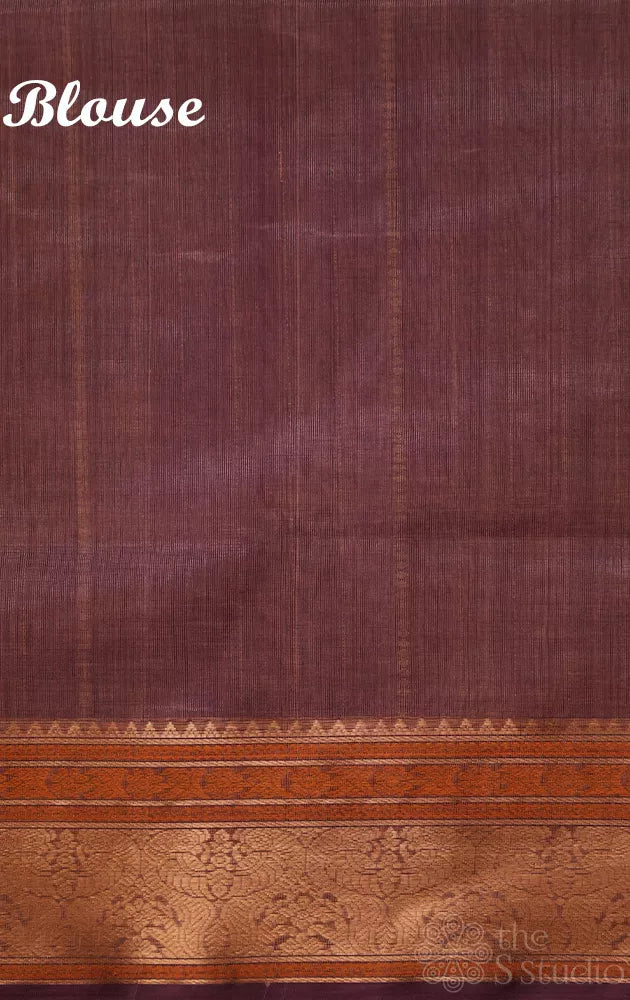 Light purple silk cotton saree with zari border