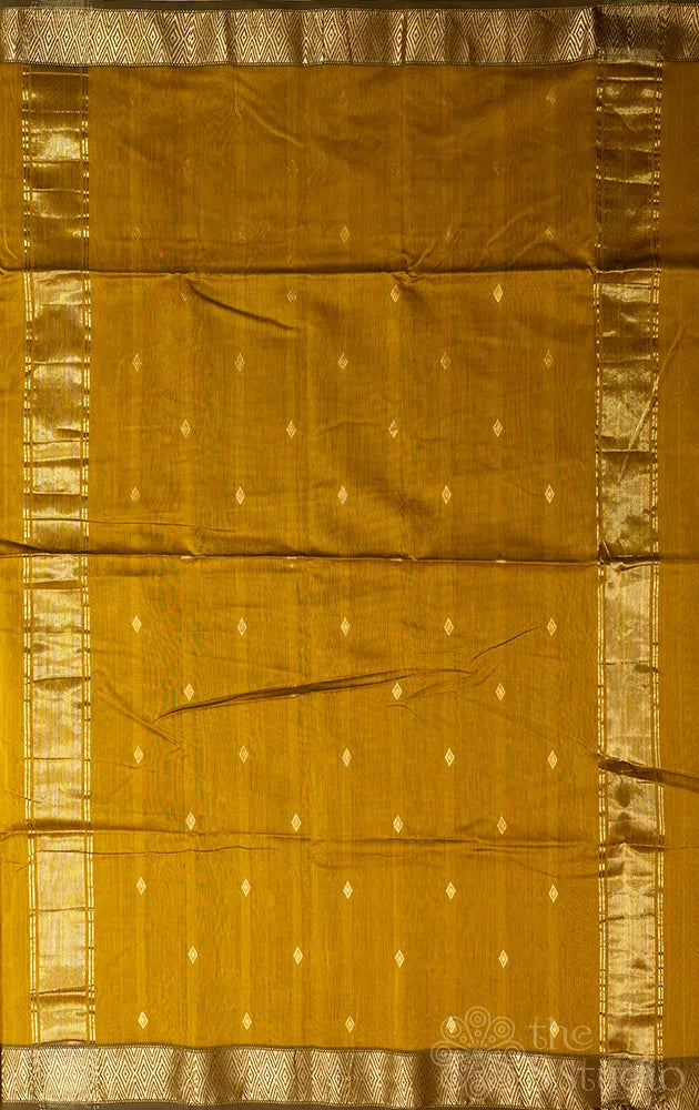 Methi green maheshwari silk cotton saree with zari border