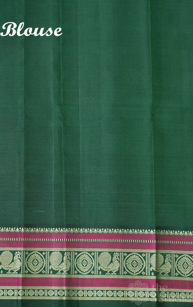 Anandha blue threadwork kanjivaram saree with korvai green border