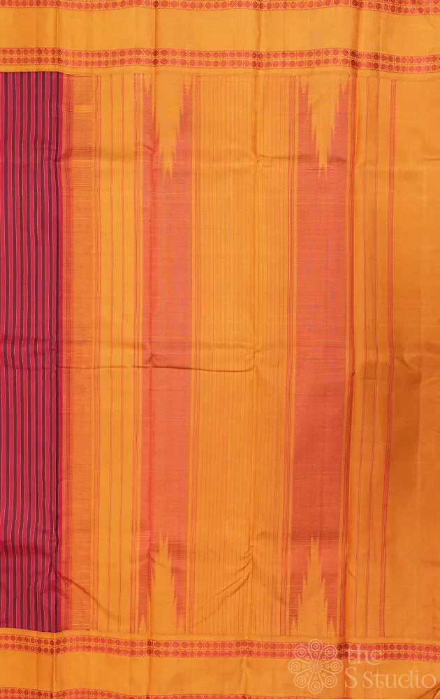 Maroon kanchi silk saree with threadwork kalakshethra design border