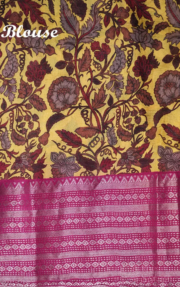 Magenta Mangalagiri Silk Cotton Saree with Polka Dots