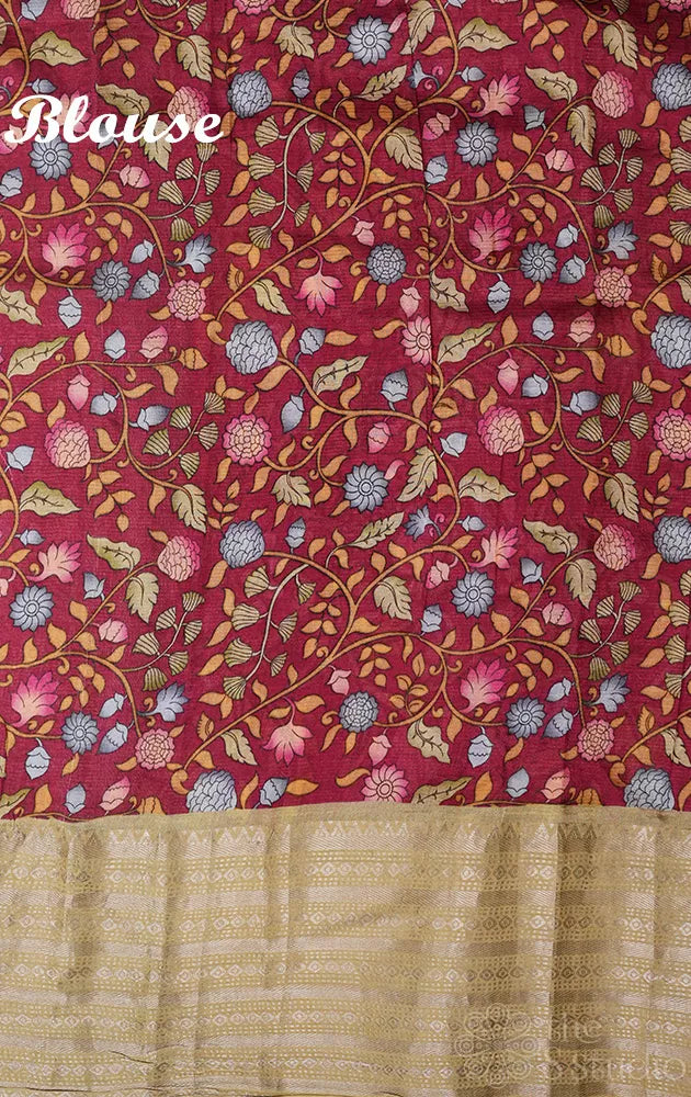 Olive Green Mangalagiri Silk Cotton Saree with Polka Dots