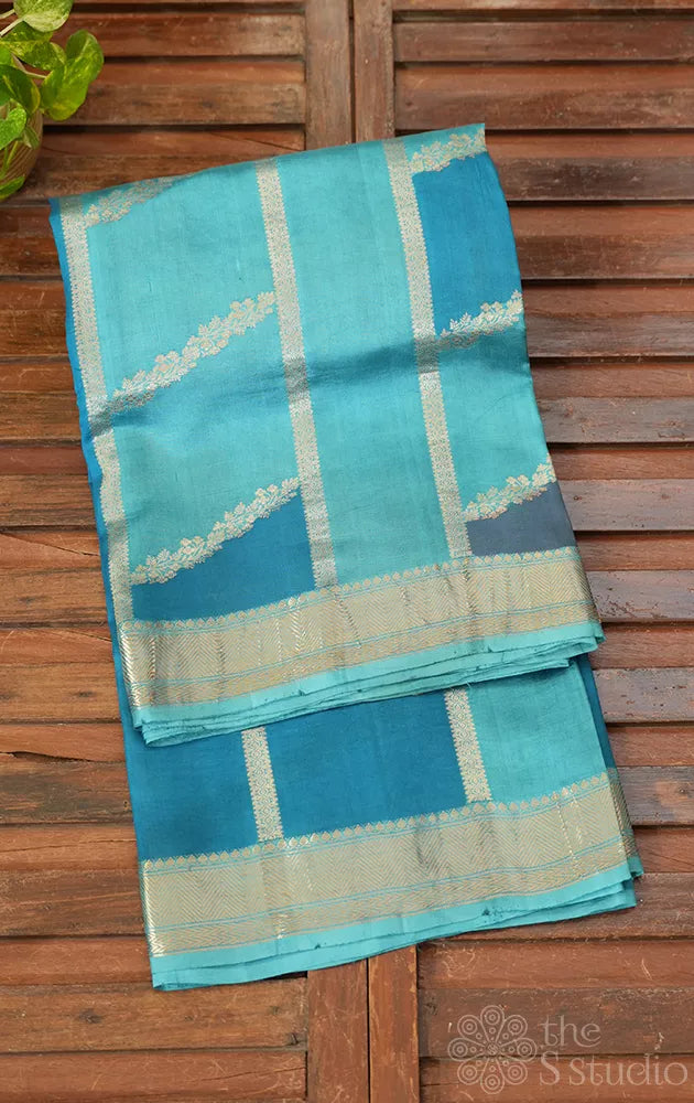 Sea blue and ink blue rangkaat katan banarasi silk saree