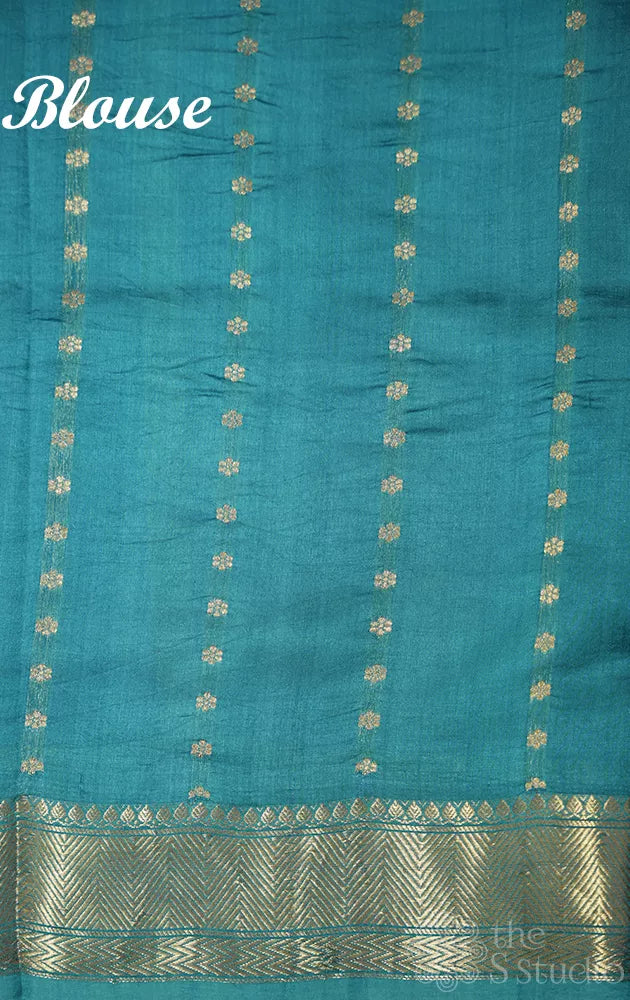 Sea blue and ink blue rangkaat katan banarasi silk saree