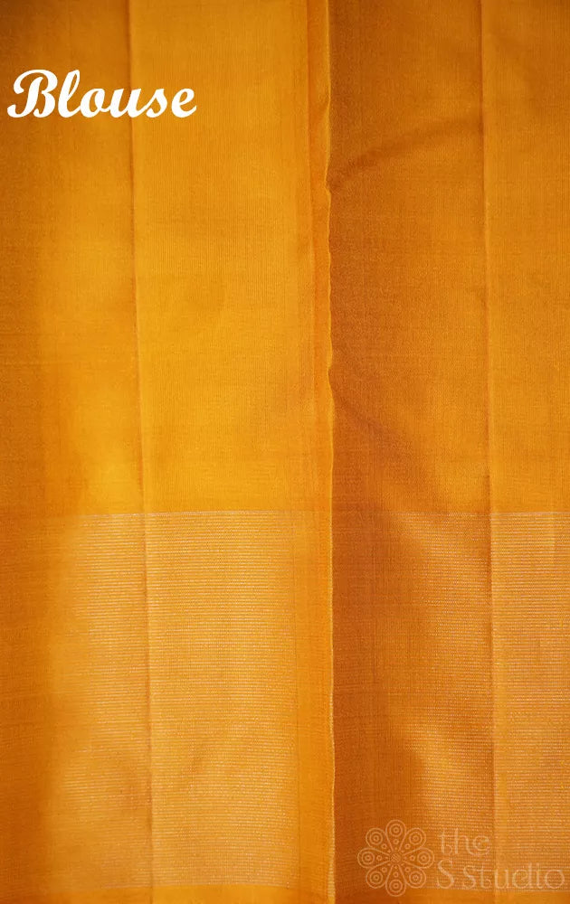 Red soft silk saree with mustard border