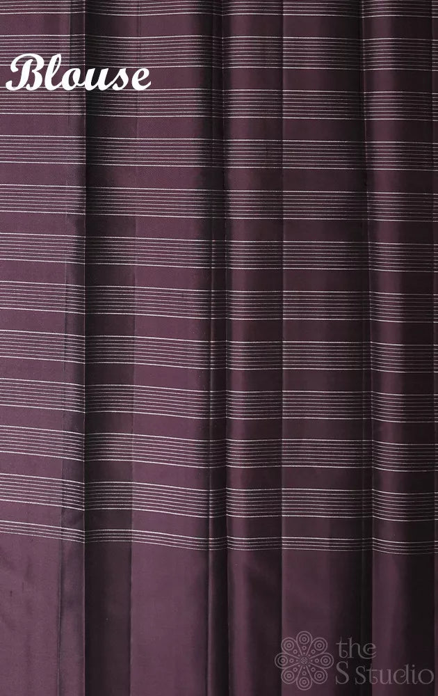 Peach light weight silk saree with brown border