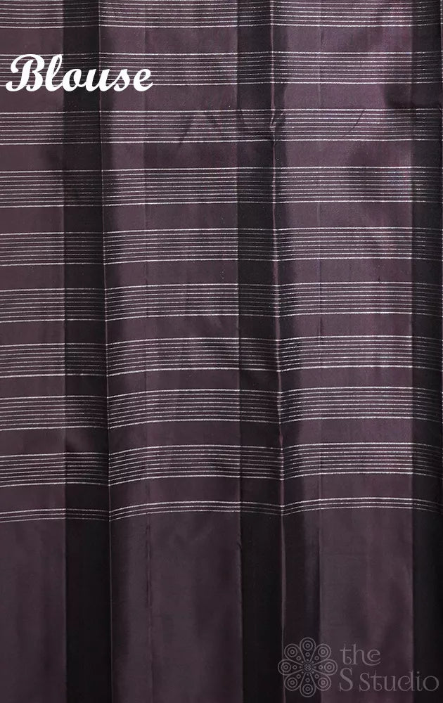 Mustard soft silk saree with contrast brown border