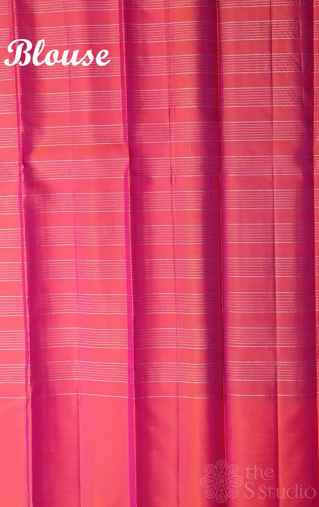 Coffee brown light weight silk saree with peach border