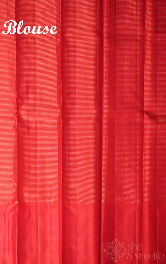 Lavender zari checked soft silk saree with red border