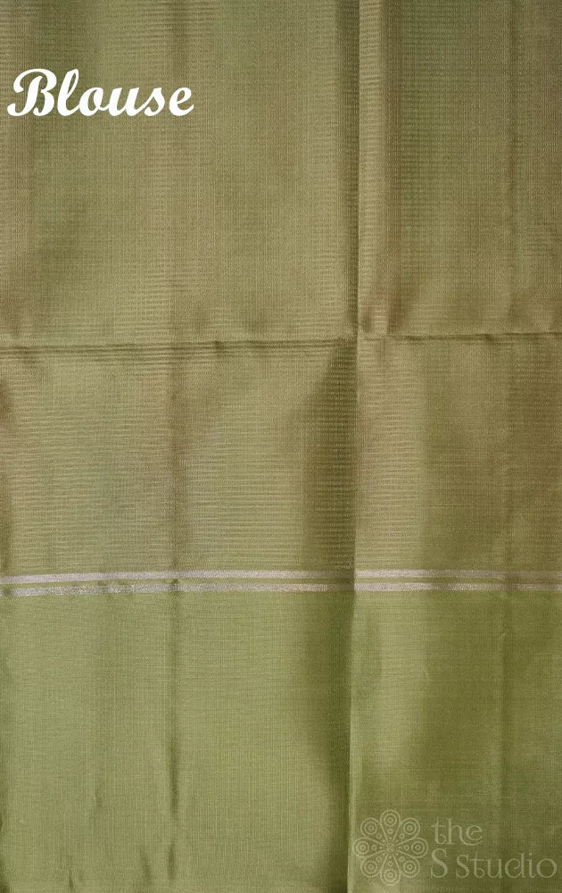 Red soft silk saree with elachi green border