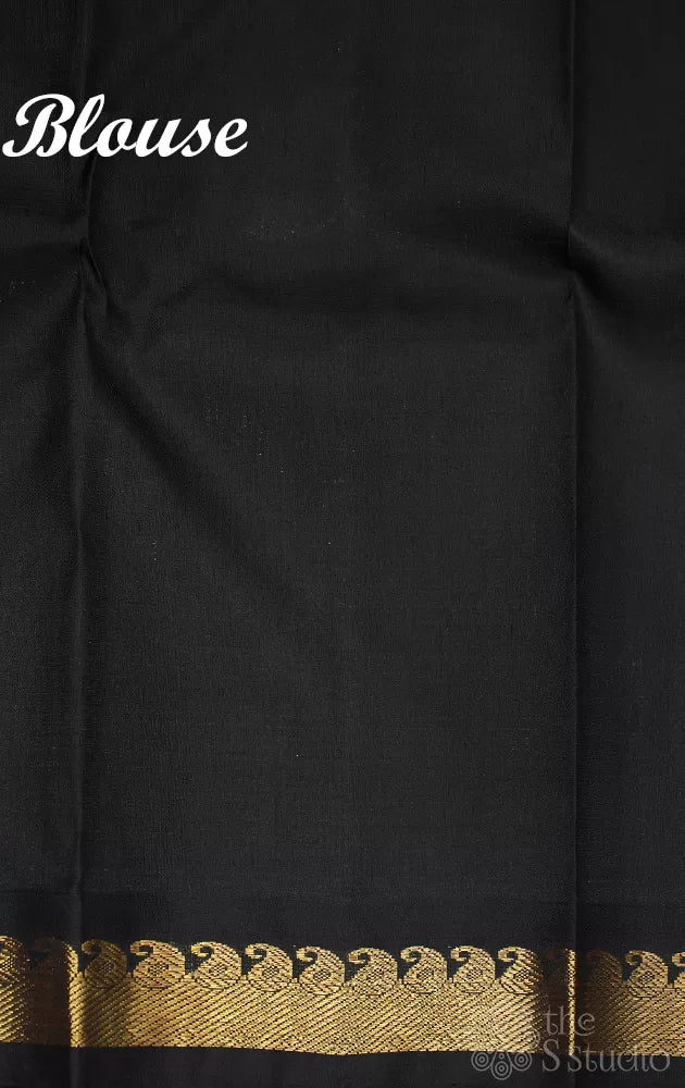 Rust kanjivaram silk saree with black border