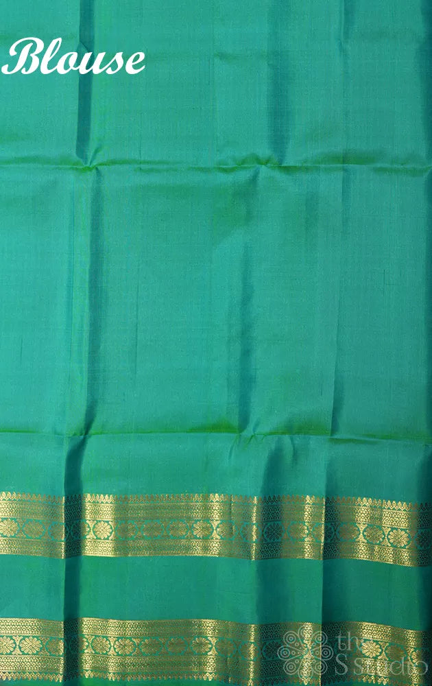 Sea green soft silk saree with rettaipet zari border