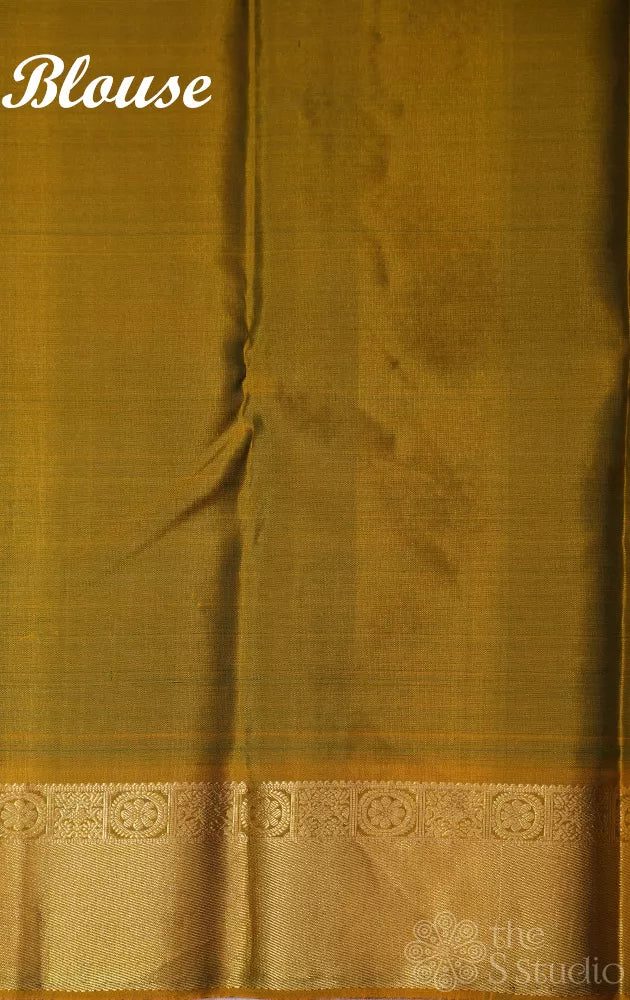 Green soft silk saree with mustard zari border