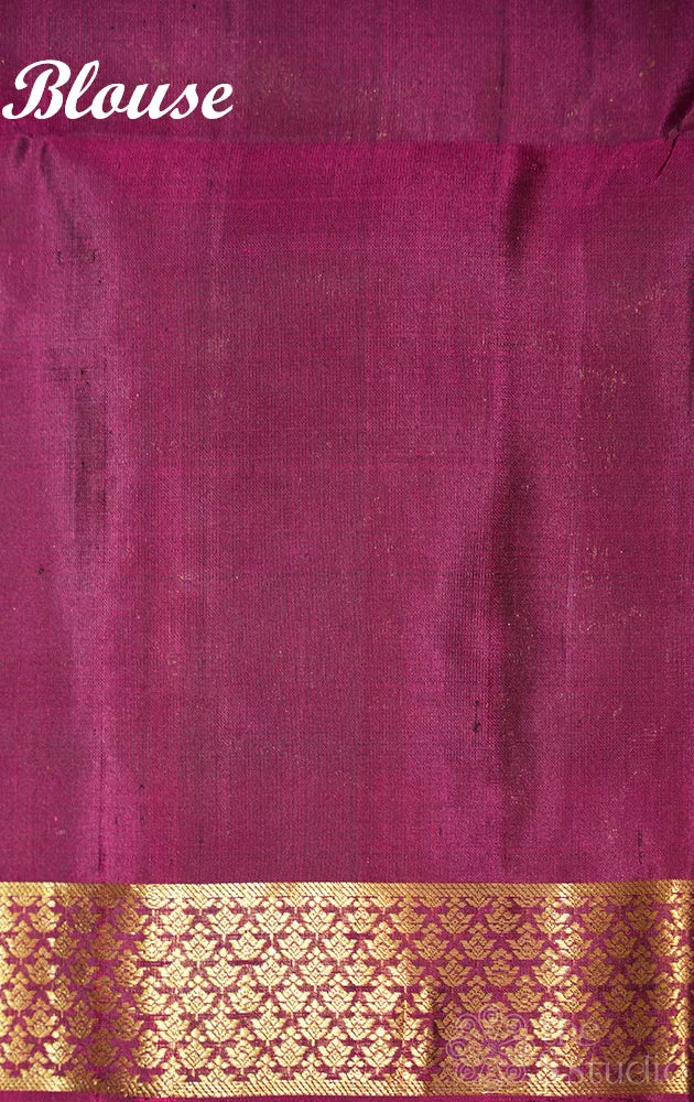 Magenta soft silk saree with small zari border