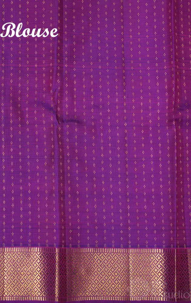 Peach kanchi silk saree with vanasingharam design and getti border