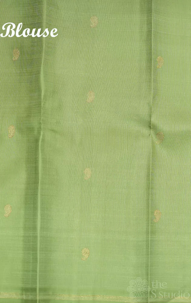 Paaku colour kanjivaram silk saree with double pallu