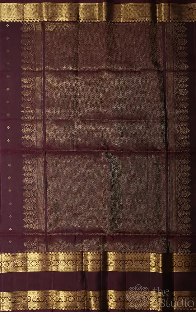 Brown soft silk saree with rettaipet border