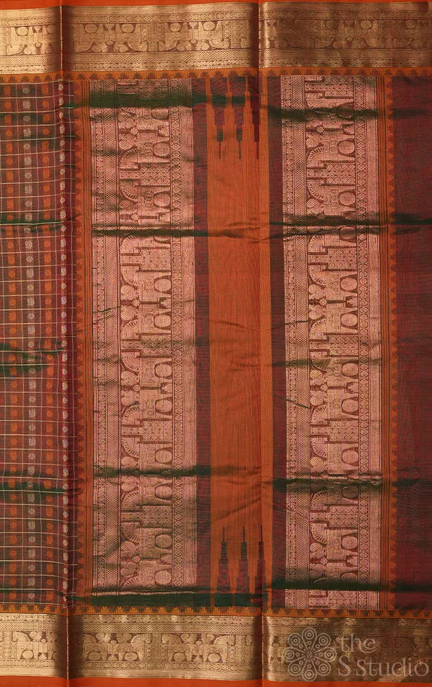 Manthulir green aayiram butta silk cotton saree with zari rich border