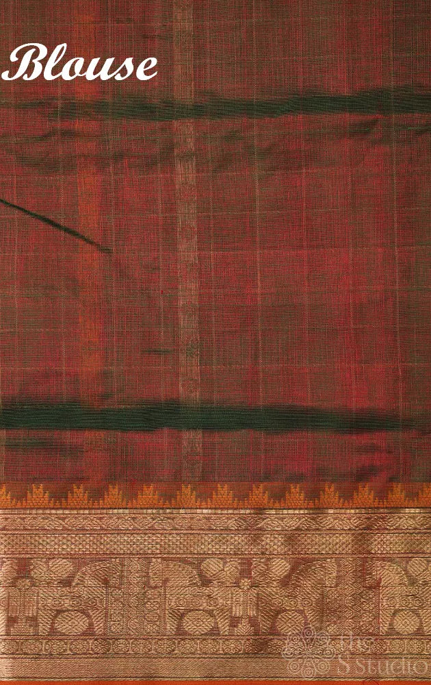 Manthulir green aayiram butta silk cotton saree with zari rich border