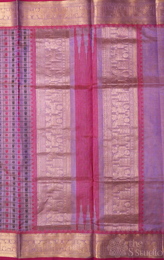 Lavender aayiram butta silk cotton saree with zari rich border