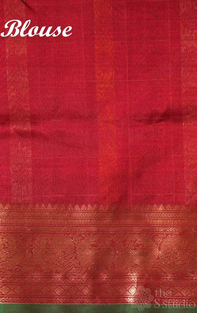 Maroon aayiram butta silk cotton saree with zari border and pallu