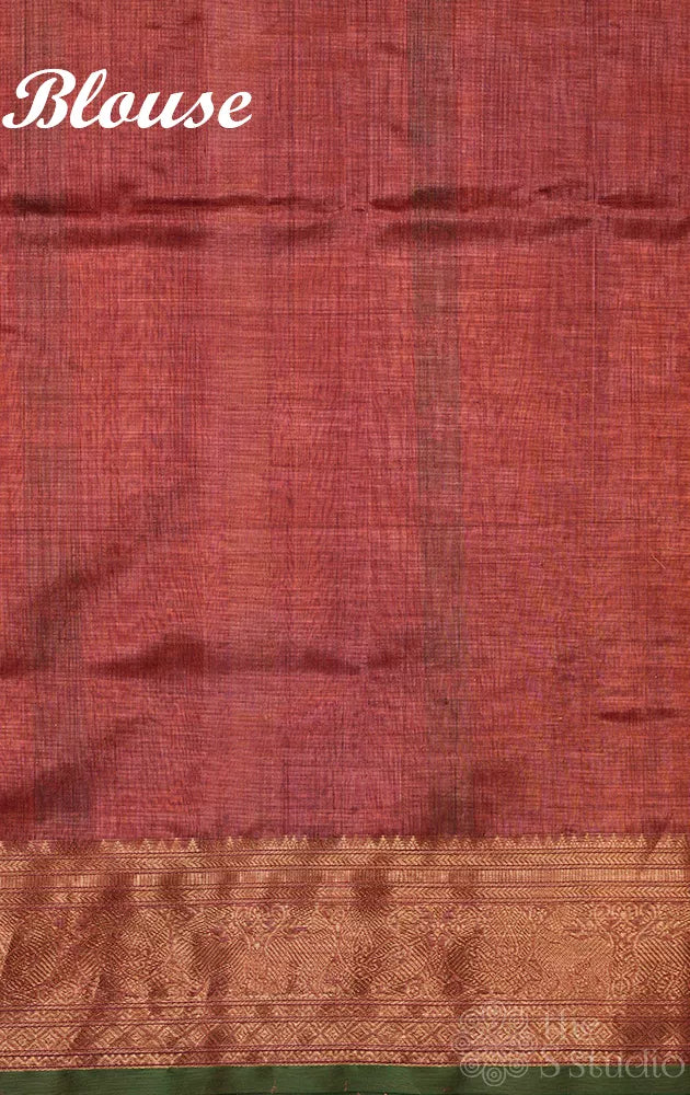 Mauve pink aayiram butta silk cotton saree with green selvedge