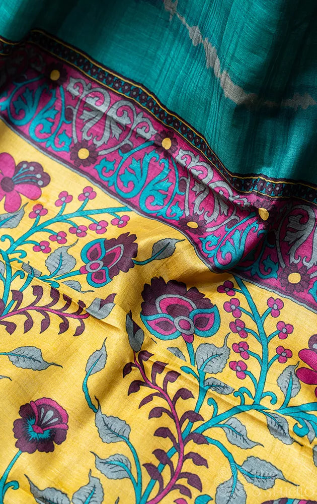 Light blue tussar silk saree with shibori prints