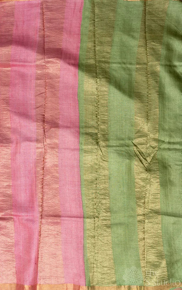 Elachi green tussar silk saree with floral prints