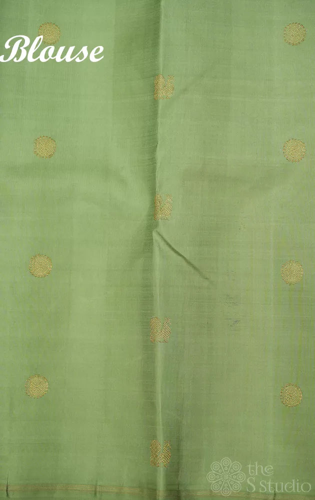 Brown kanjivaram silk saree with double pallu