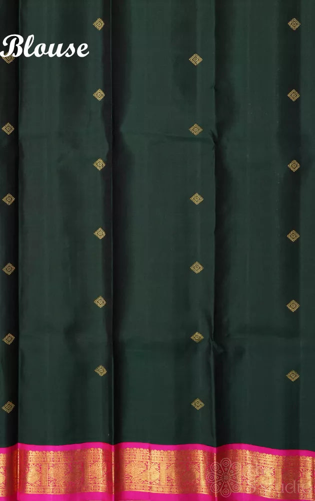 Grey kanjivaram silk saree with ganga jamuna korvai borders