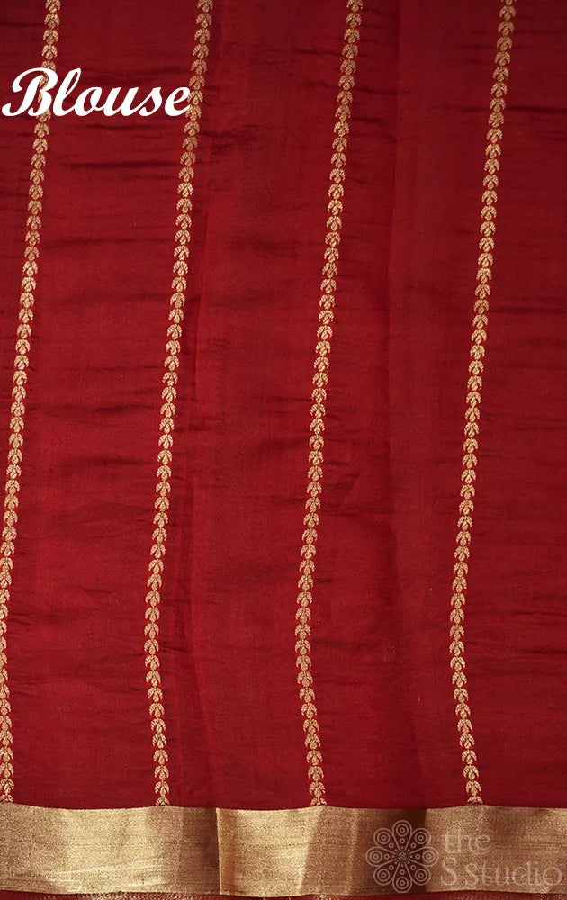Red and magenta lightweight katan banarasi silk saree