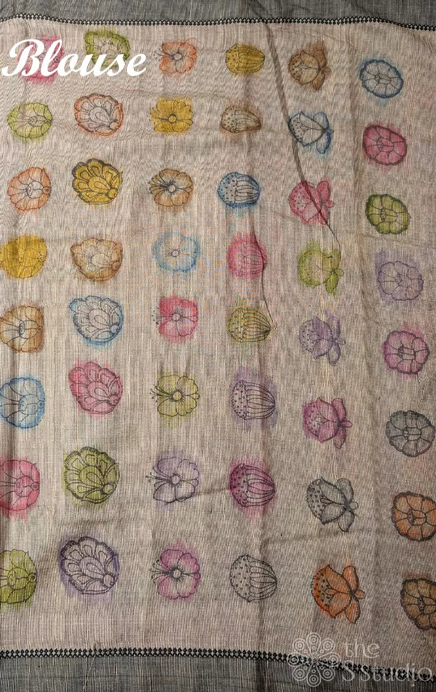 Dark pink hand painted kalamkari tussar silk saree