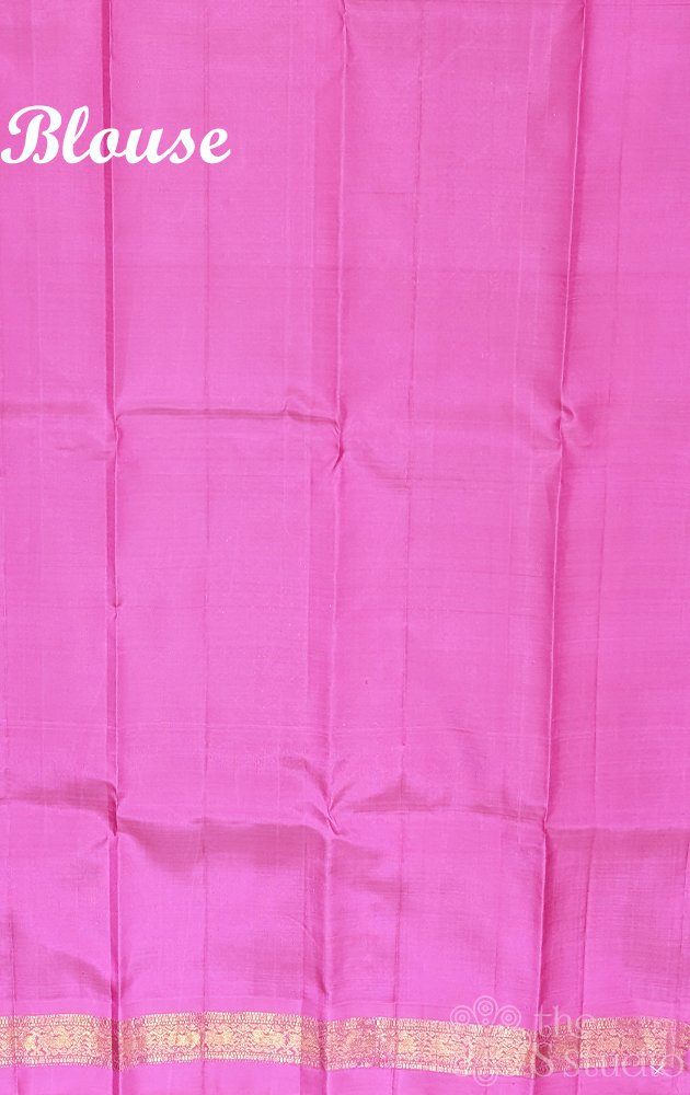 Black kanjivaram silk saree with meenakari butta with dark rani pink selvedge