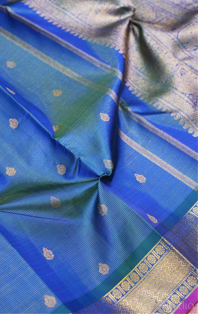 Peacock blue vairaoosi kanjivaram silk saree