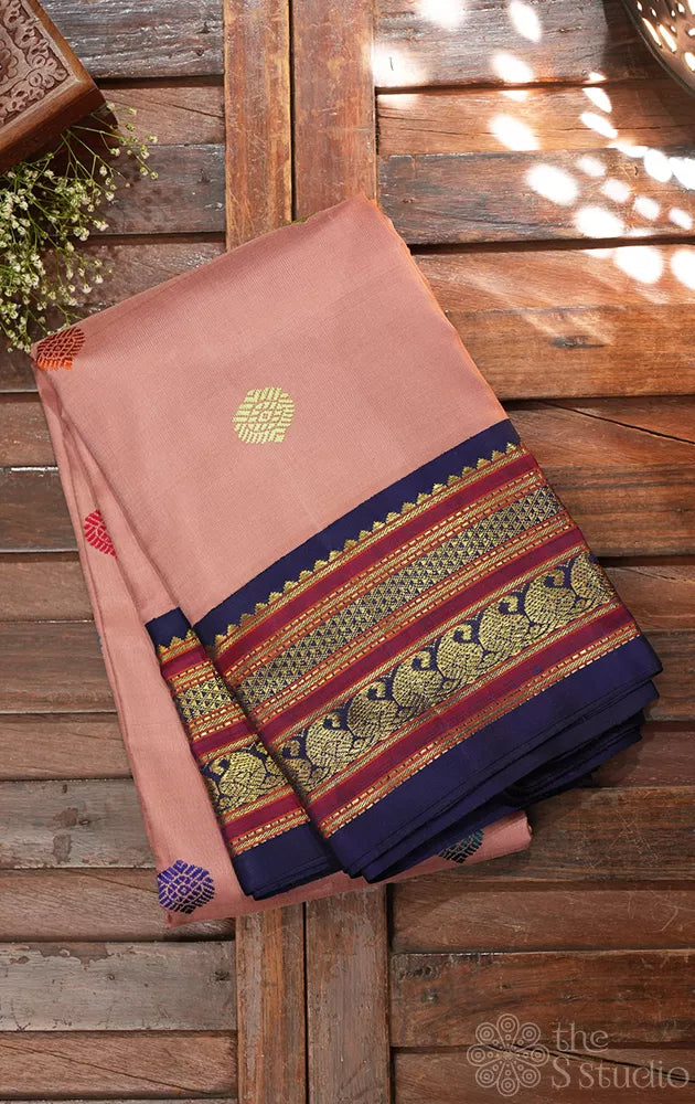 Chikku colour kanchipuram silk saree with adai weaving