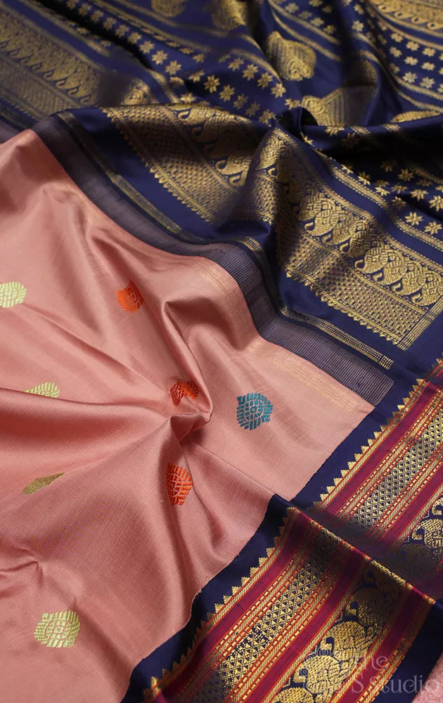 Chikku colour kanchipuram silk saree with adai weaving