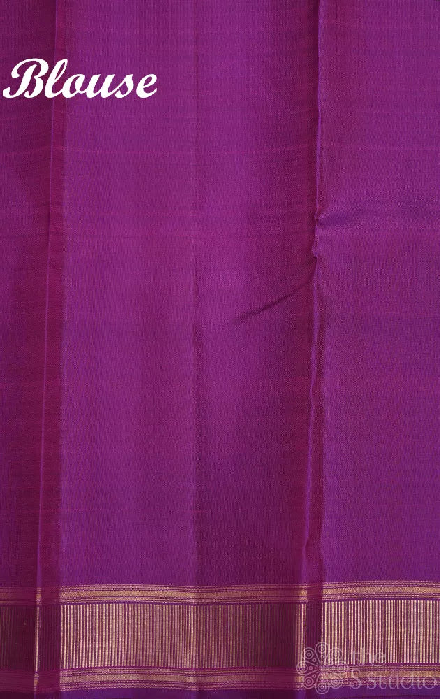 Purple zari checked kanjivaram silk saree with 8 kol woven pallu | B krishnamoorthy master weaver