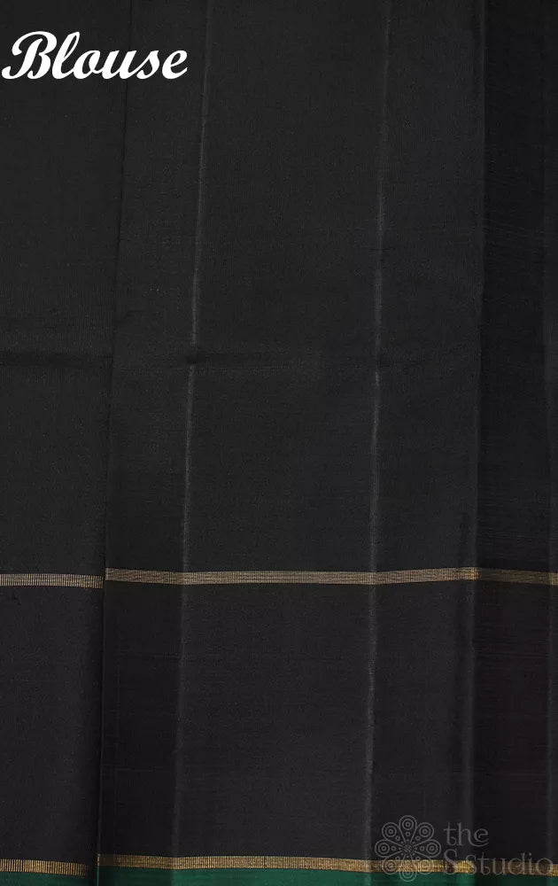 Black kanjivaram silk saree with motifs