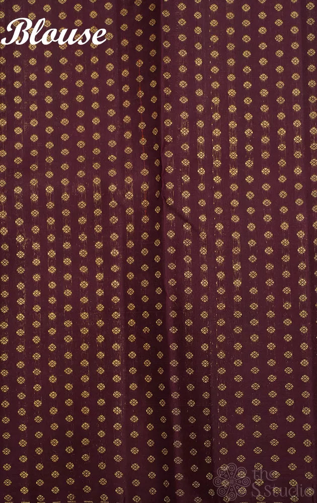 Burnt Orange kanchipuram silk saree with maroon border