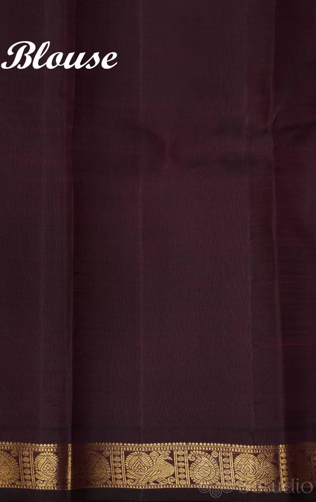 Lotus pink kanjivaram silk saree with small brown border