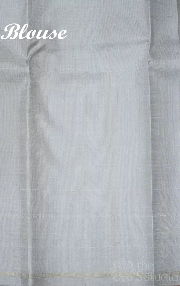 Aqua blue Kanjivaram silk saree with vertical thread lines