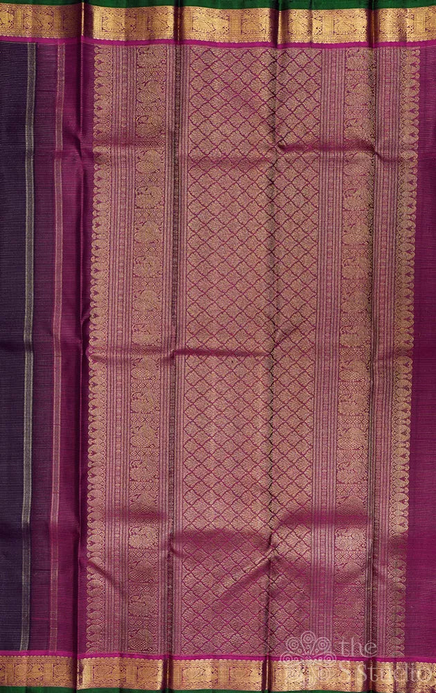 Violet vairaoosi kanjivaram silk saree with small border